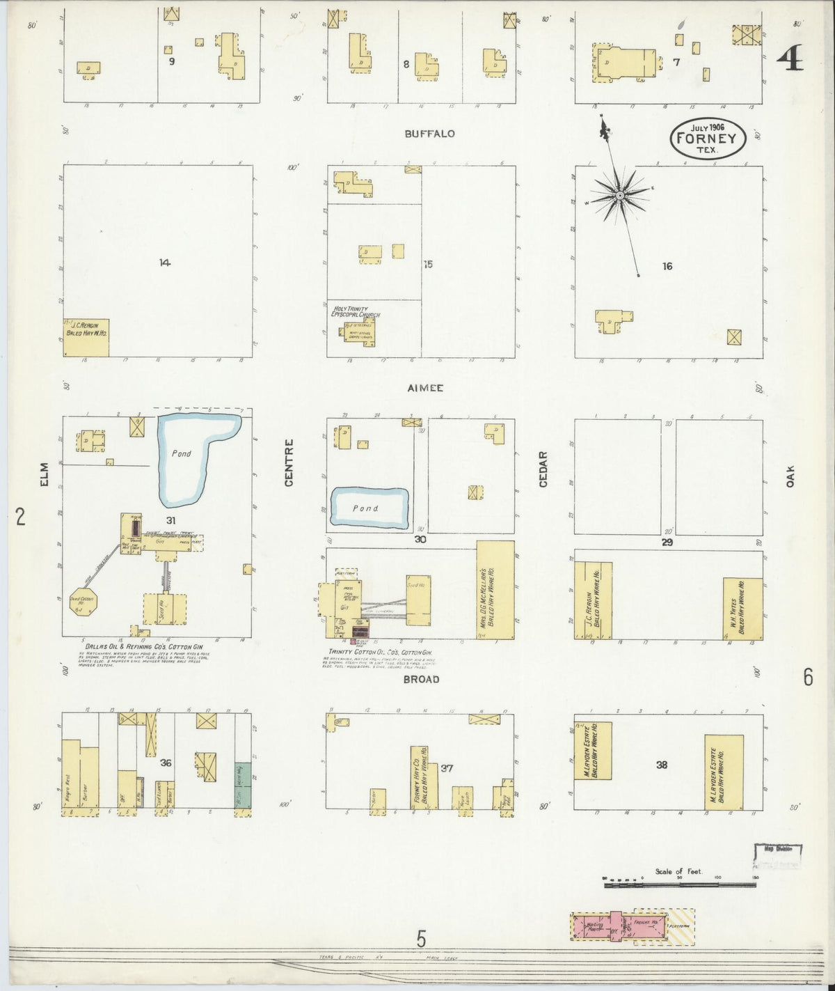 Sanborn Fire Insurance Map from Forney, Kaufman County, Texas (1906), Sheet #0004 - Complete Map Set gallery image, historic Sanborn map, vintage wall art, Texas Texas
