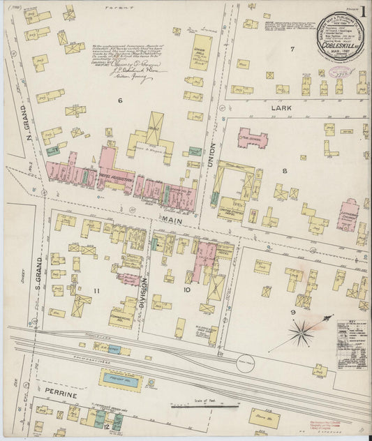 Sanborn Fire Insurance Map from Cobleskill, Schoharie County, New York (1887), Sheet #0001 - Complete Map Set gallery image, historic Sanborn map, vintage wall art, New York New York