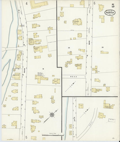 Sanborn Fire Insurance Map from Hunter, Greene County, New York (1912), Sheet #0005 - Historic Sanborn Fire Insurance Map Print, vintage old map wall art, antique decor, genealogy gift, New York New York map