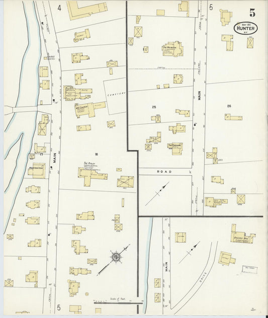 Sanborn Fire Insurance Map from Hunter, Greene County, New York (1912), Sheet #0005 - Historic Sanborn Fire Insurance Map Print, vintage old map wall art, antique decor, genealogy gift, New York New York map