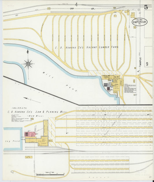 Sanborn Fire Insurance Map from Emporium, Cameron County, Pennsylvania (1903), Sheet #0005 - Historic Sanborn Fire Insurance Map Print, vintage old map wall art, antique decor, genealogy gift, Pennsylvania Pennsylvania map