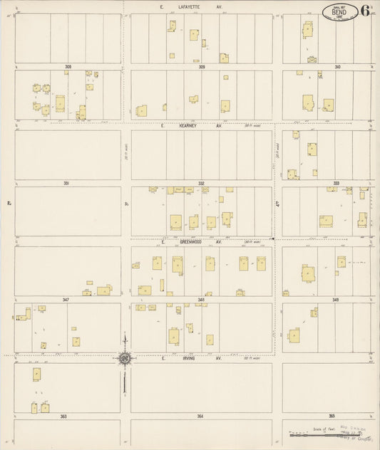 Sanborn Fire Insurance Map from Bend, Deschutes County, Oregon (1917), Sheet #0006 - Historic Sanborn Fire Insurance Map Print, vintage old map wall art, antique decor, genealogy gift, Oregon Oregon map
