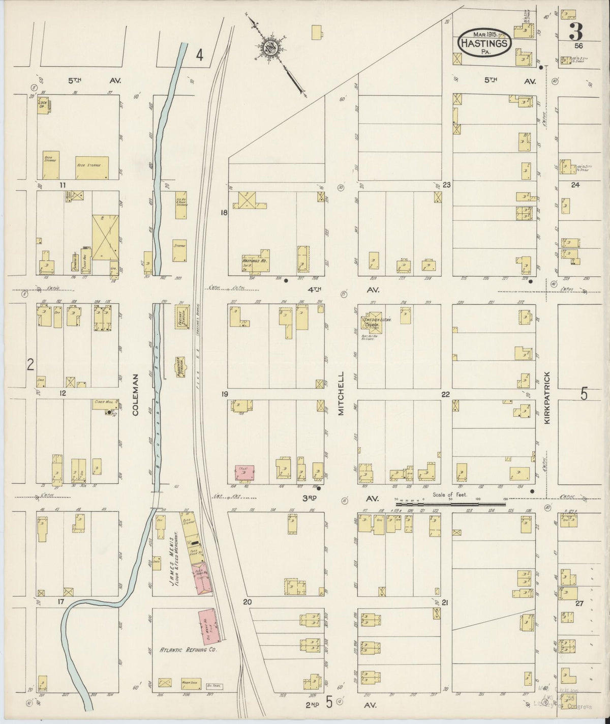 Sanborn Fire Insurance Map from Hastings, Cambria County, Pennsylvania (1915), Sheet #0003 - Complete Map Set gallery image, historic Sanborn map, vintage wall art, Pennsylvania Pennsylvania