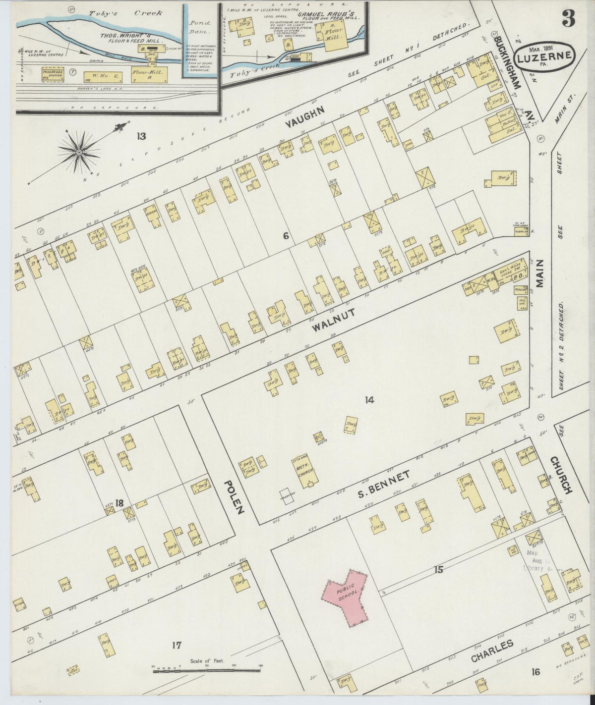 Sanborn Fire Insurance Map from Luzerne, Luzerne County, Pennsylvania (1891), Sheet #0003 - Historic Sanborn Fire Insurance Map Print, vintage old map wall art, antique decor, genealogy gift, Pennsylvania Pennsylvania map