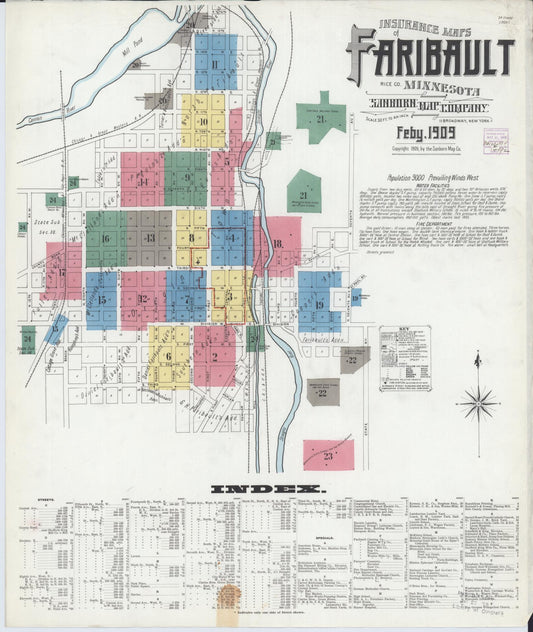 Sanborn Fire Insurance Map from Faribault, Rice County, Minnesota (1909), Sheet #0001 - Complete Map Set gallery image, historic Sanborn map, vintage wall art, Minnesota Minnesota