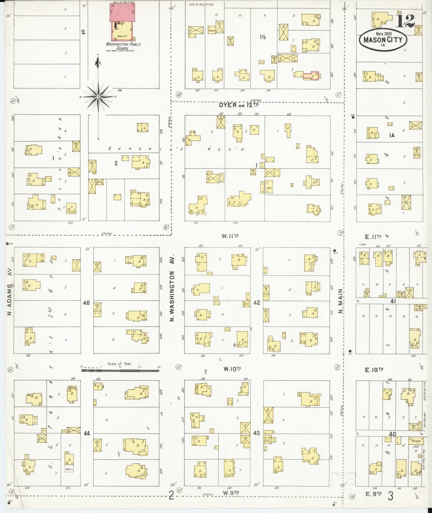 Sanborn Fire Insurance Map from Mason City, Cerro Gordo County, Iowa (1901), Sheet #0012 - Historic Sanborn Fire Insurance Map Print