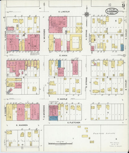 Sanborn Fire Insurance Map from Luverne, Rock County, Minnesota (1921), Sheet #0009 - Historic Sanborn Fire Insurance Map Print, vintage old map wall art, antique decor, genealogy gift, Minnesota Minnesota map