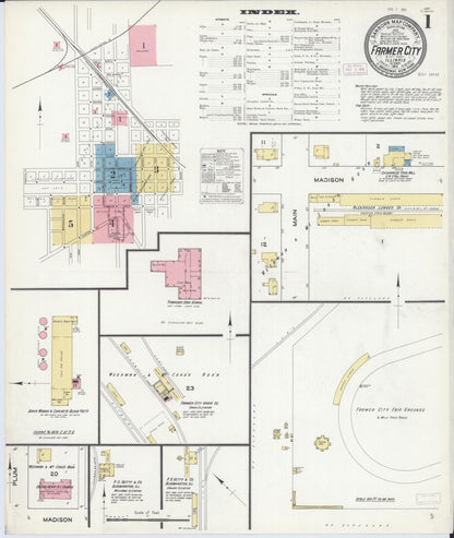Sanborn Fire Insurance Map from Farmer City, De Witt County, Illinois (1911), Sheet #0001 - Complete Map Set gallery image, historic Sanborn map, vintage wall art, Illinois Illinois