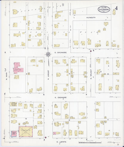 Sanborn Fire Insurance Map from Sycamore, De Kalb County, Illinois (1912), Sheet #0004 - Complete Map Set gallery image, historic Sanborn map, vintage wall art, Illinois Illinois