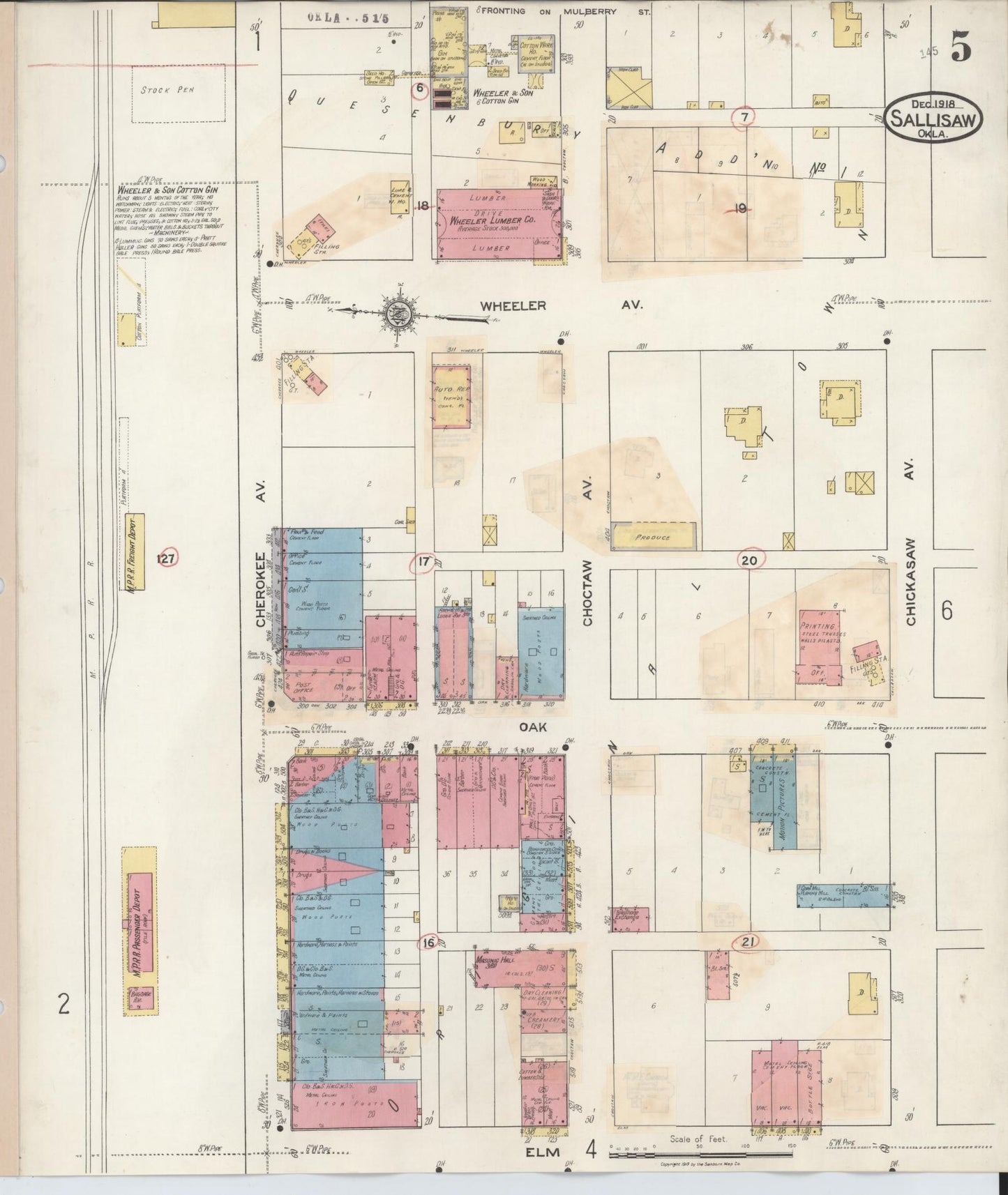 Sanborn Fire Insurance Map from Sallisaw, Sequoyah County, Oklahoma (1933), Sheet #0005 - Complete Map Set gallery image, historic Sanborn map, vintage wall art, Oklahoma Oklahoma