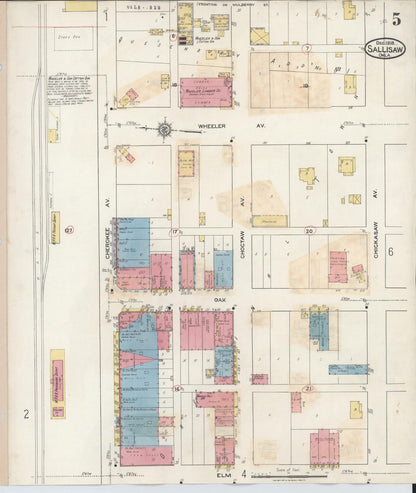 Sanborn Fire Insurance Map from Sallisaw, Sequoyah County, Oklahoma (1933), Sheet #0005 - Complete Map Set gallery image, historic Sanborn map, vintage wall art, Oklahoma Oklahoma