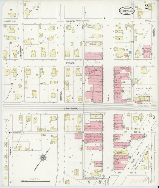 Sanborn Fire Insurance Map from Fortville, Hancock County, Indiana (1914), Sheet #0002 - Historic Sanborn Fire Insurance Map Print, vintage old map wall art, antique decor, genealogy gift, Indiana Indiana map