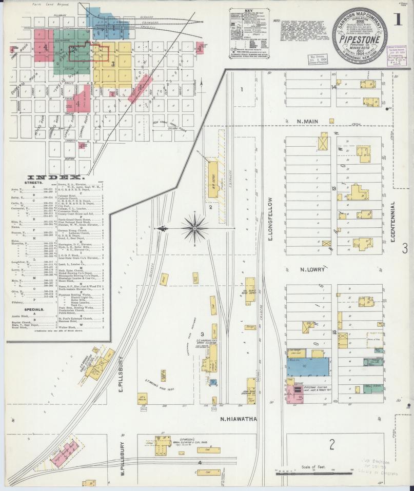 Sanborn Fire Insurance Map from Pipestone, Pipestone County, Minnesota. (1904) – Map View