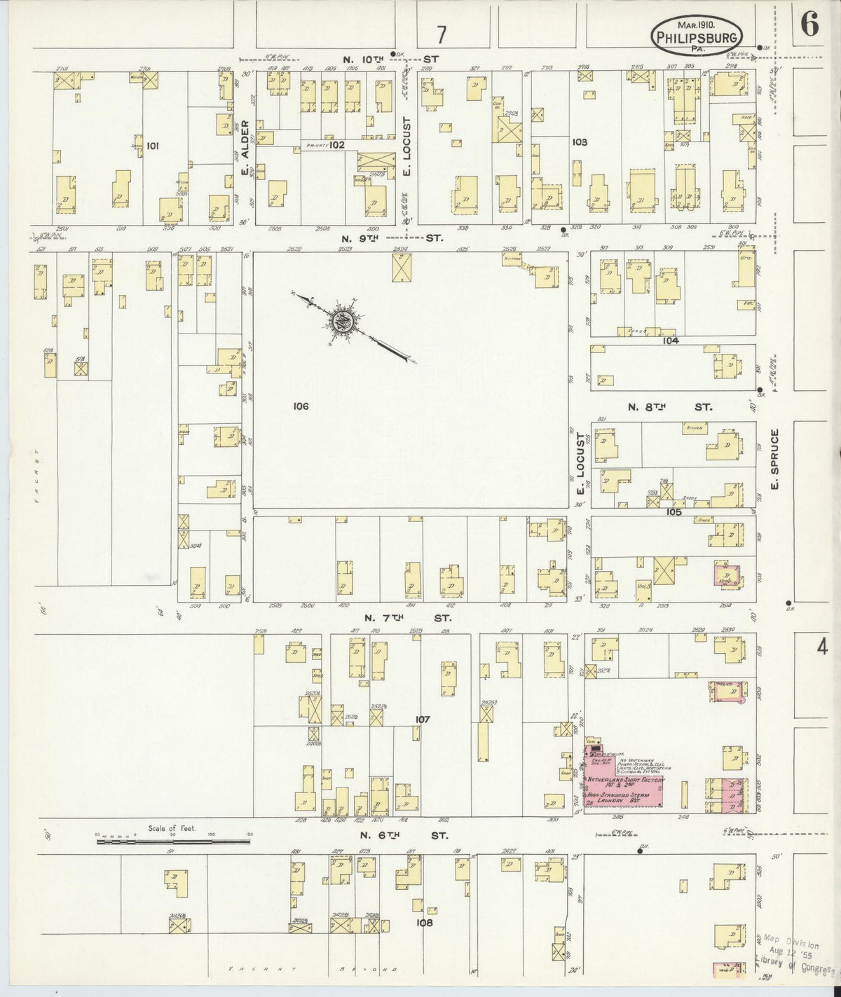 Sanborn Fire Insurance Map from Philipsburg, Centre County, Pennsylvania (1910), Sheet #0006 - Historic Sanborn Fire Insurance Map Print, vintage old map wall art, antique decor, genealogy gift, Pennsylvania Pennsylvania map