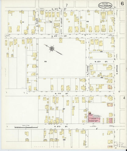 Sanborn Fire Insurance Map from Philipsburg, Centre County, Pennsylvania (1910), Sheet #0006 - Historic Sanborn Fire Insurance Map Print, vintage old map wall art, antique decor, genealogy gift, Pennsylvania Pennsylvania map