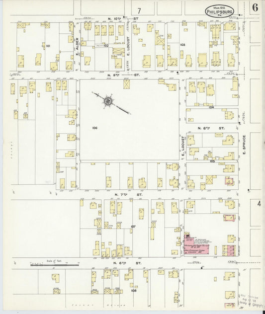 Sanborn Fire Insurance Map from Philipsburg, Centre County, Pennsylvania (1910), Sheet #0006 - Historic Sanborn Fire Insurance Map Print, vintage old map wall art, antique decor, genealogy gift, Pennsylvania Pennsylvania map