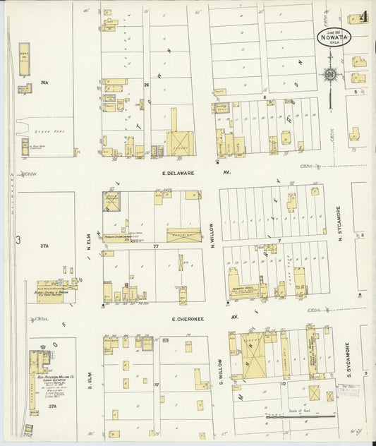 Sanborn Fire Insurance Map from Nowata, Nowata County, Oklahoma (1911), Sheet #0004 - Historic Sanborn Fire Insurance Map Print, vintage old map wall art, antique decor, genealogy gift, Oklahoma Oklahoma map