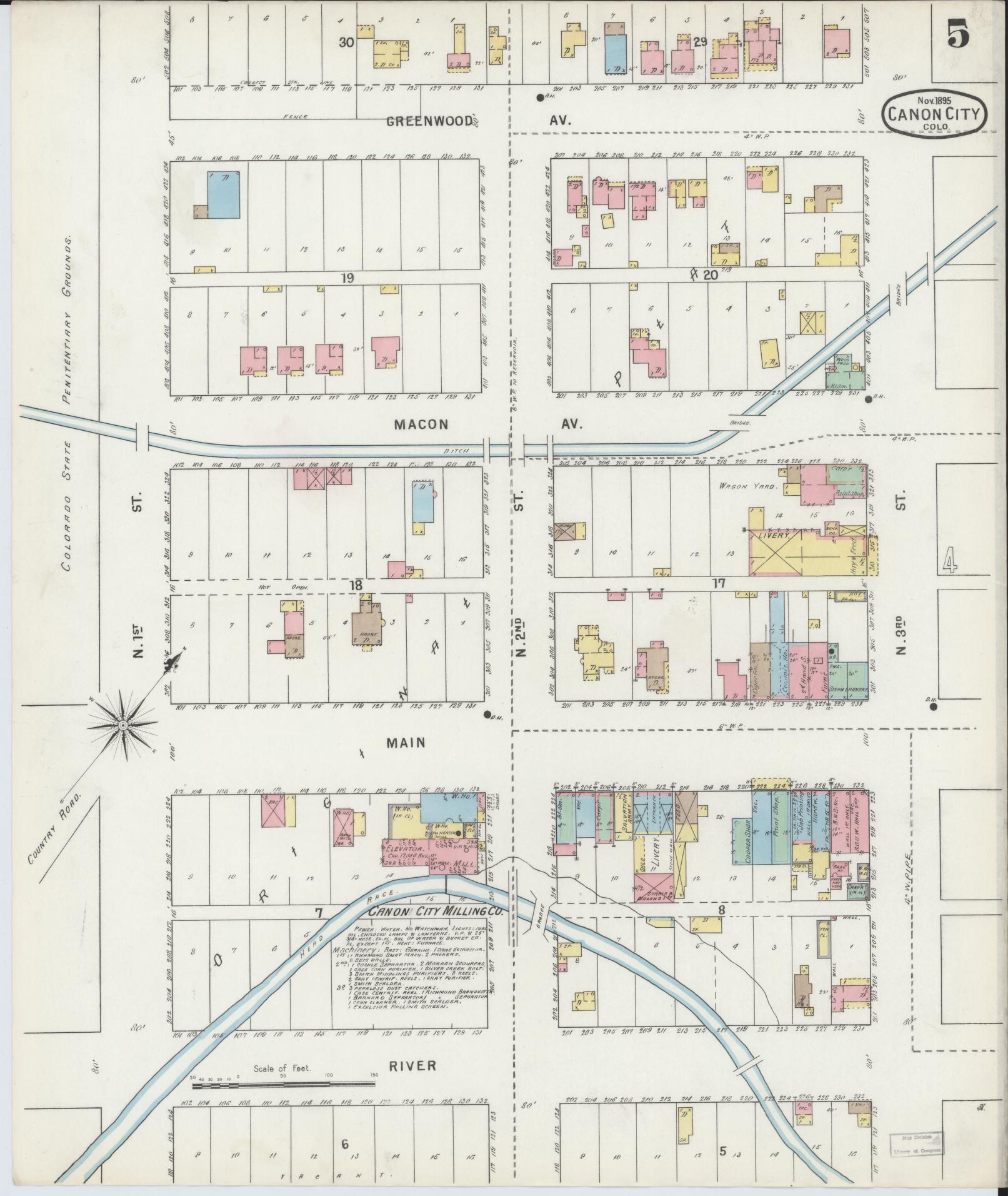 Sanborn Fire Insurance Map from Canon City, Fremont County, Colorado (1895), Sheet #0005 - Historic Sanborn Fire Insurance Map Print, vintage old map wall art, antique decor, genealogy gift, Colorado Colorado map