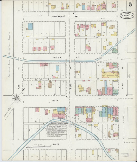 Sanborn Fire Insurance Map from Canon City, Fremont County, Colorado (1895), Sheet #0005 - Historic Sanborn Fire Insurance Map Print, vintage old map wall art, antique decor, genealogy gift, Colorado Colorado map