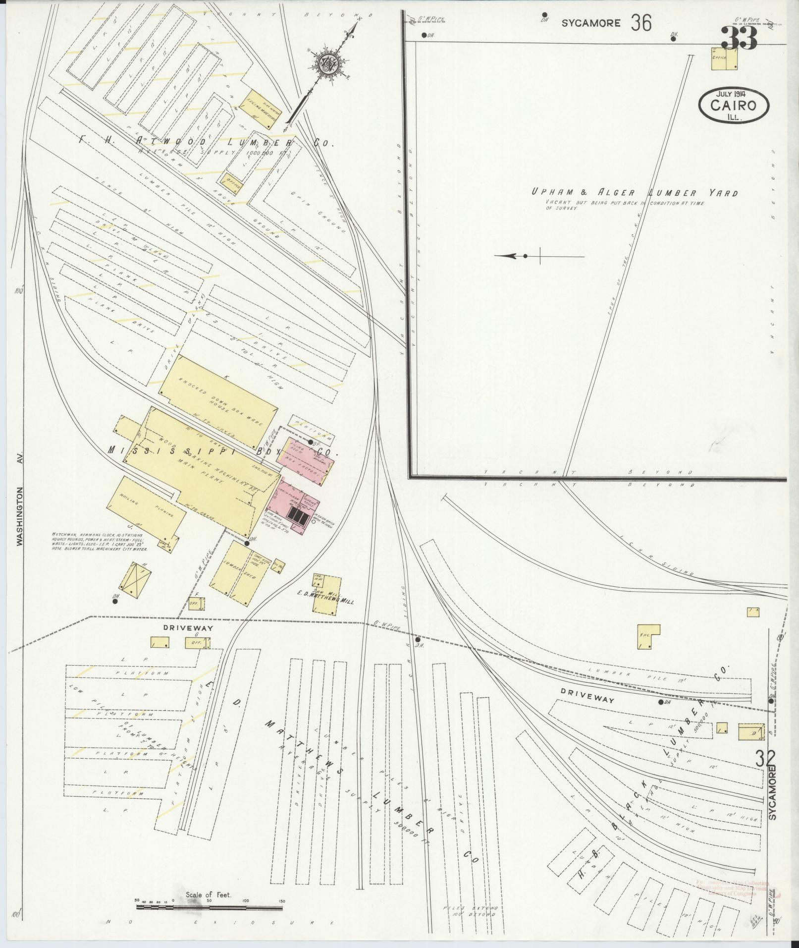 Sanborn Fire Insurance Map from Cairo, Alexander County, Illinois (1914), Sheet #0033 - Complete Map Set gallery image, historic Sanborn map, vintage wall art, Illinois Illinois