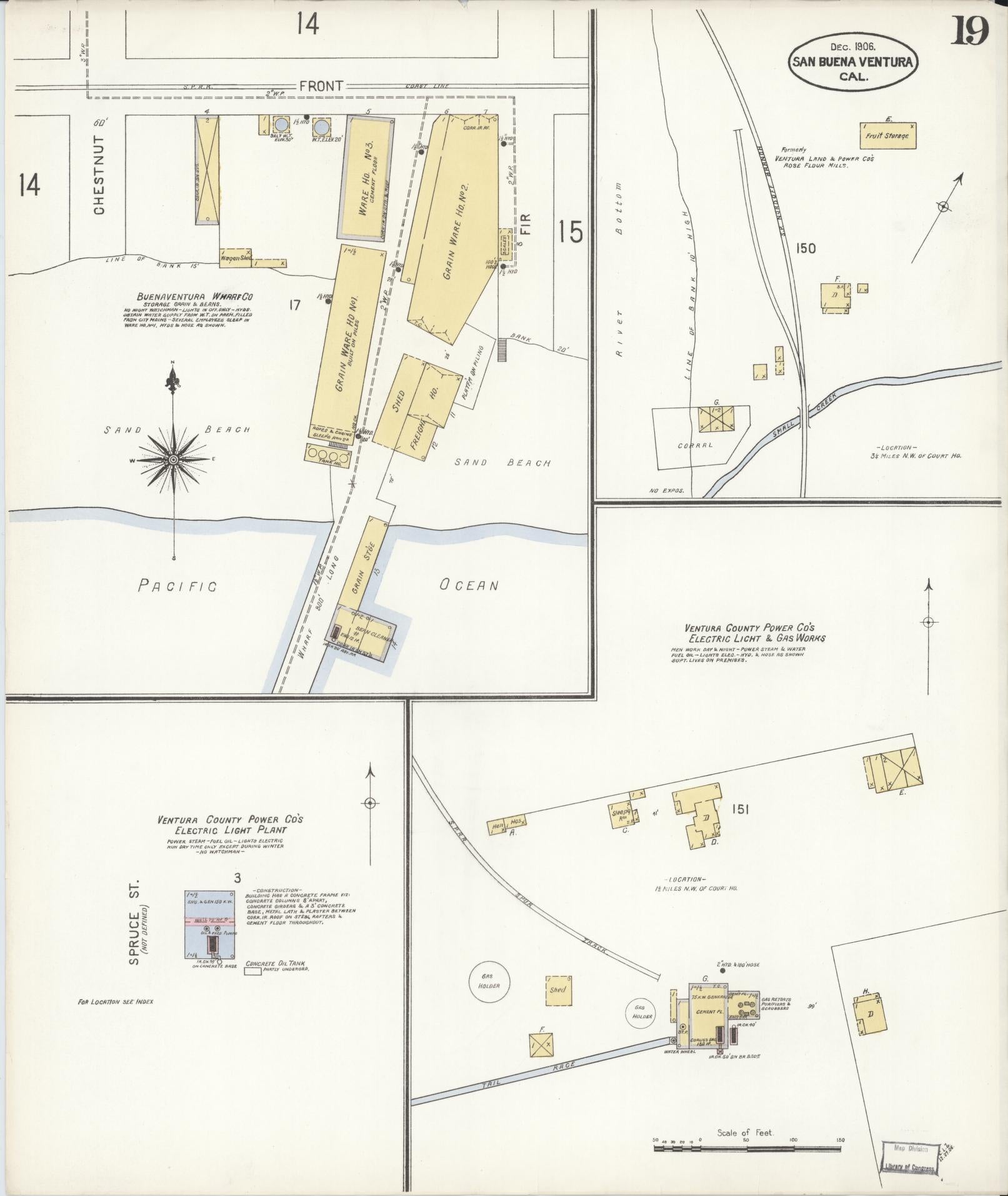 Sanborn Fire Insurance Map from San Buenaventura, Ventura County, California (1906), Sheet #0019 - Complete Map Set gallery image, historic Sanborn map, vintage wall art, California California