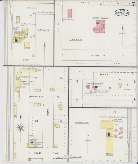 Sanborn Fire Insurance Map from Hoopeston, Vermilion County, Illinois (1895), Sheet #0007 - Historic Sanborn Fire Insurance Map Print, vintage old map wall art, antique decor, genealogy gift, Illinois Illinois map