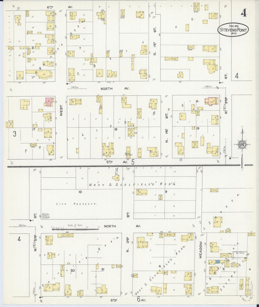 Sanborn Fire Insurance Map from Stevens Point, Portage County, Wisconsin (1912), Sheet #0004 - Historic Sanborn Fire Insurance Map Print, vintage old map wall art, antique decor, genealogy gift, Wisconsin Wisconsin map