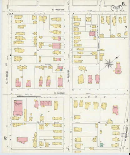 Sanborn Fire Insurance Map from Rome, Oneida County, New York (1904), Sheet #0006 - Complete Map Set gallery image, historic Sanborn map, vintage wall art, New York New York
