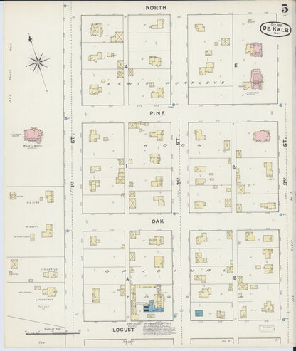Sanborn Fire Insurance Map from De Kalb, De Kalb County, Illinois (1891), Sheet #0005 - Complete Map Set gallery image, historic Sanborn map, vintage wall art, Illinois Illinois