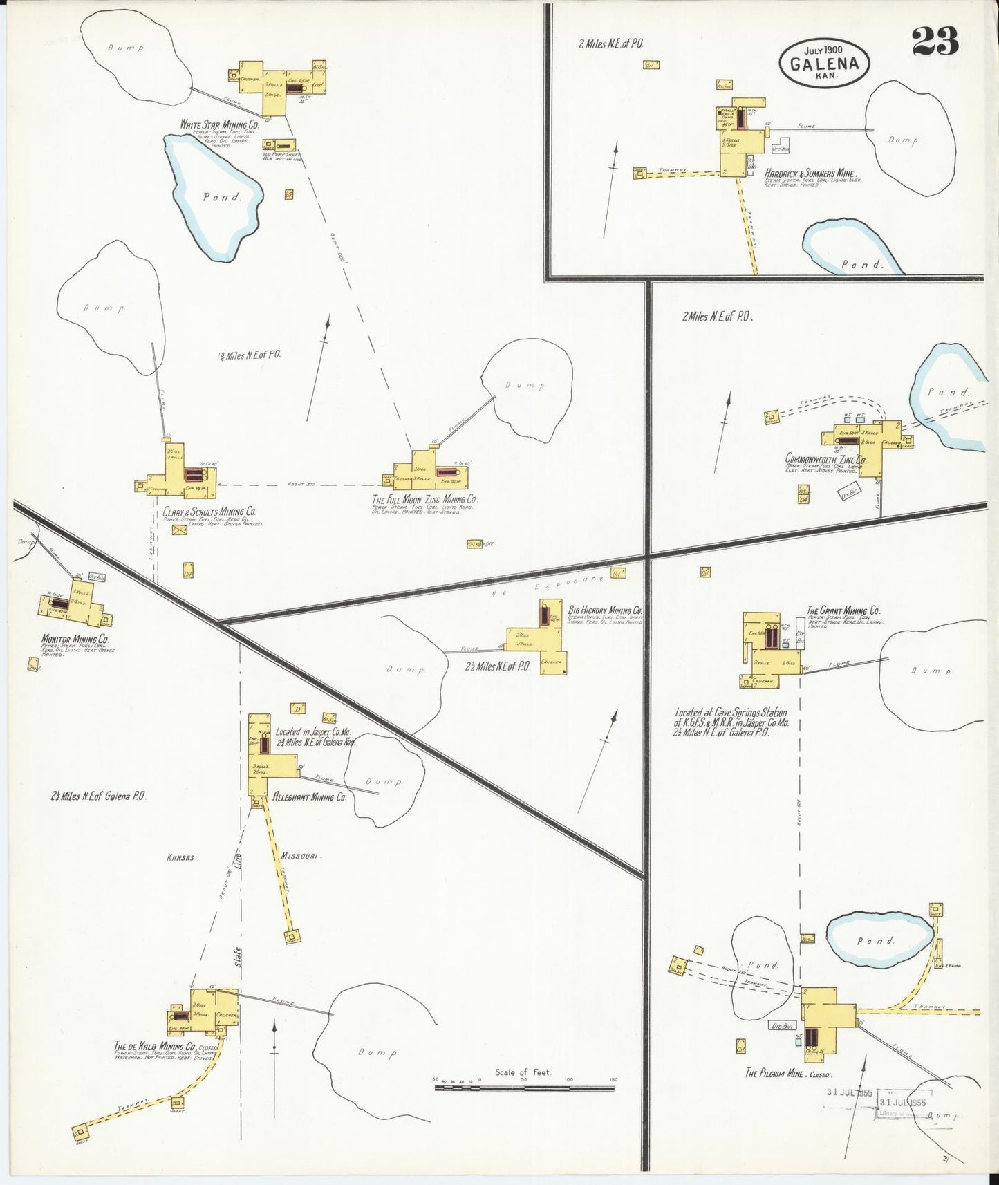 Sanborn Fire Insurance Map from Galena, Cherokee County, Kansas (1900), Sheet #0023 - Complete Map Set gallery image, historic Sanborn map, vintage wall art, Kansas Kansas