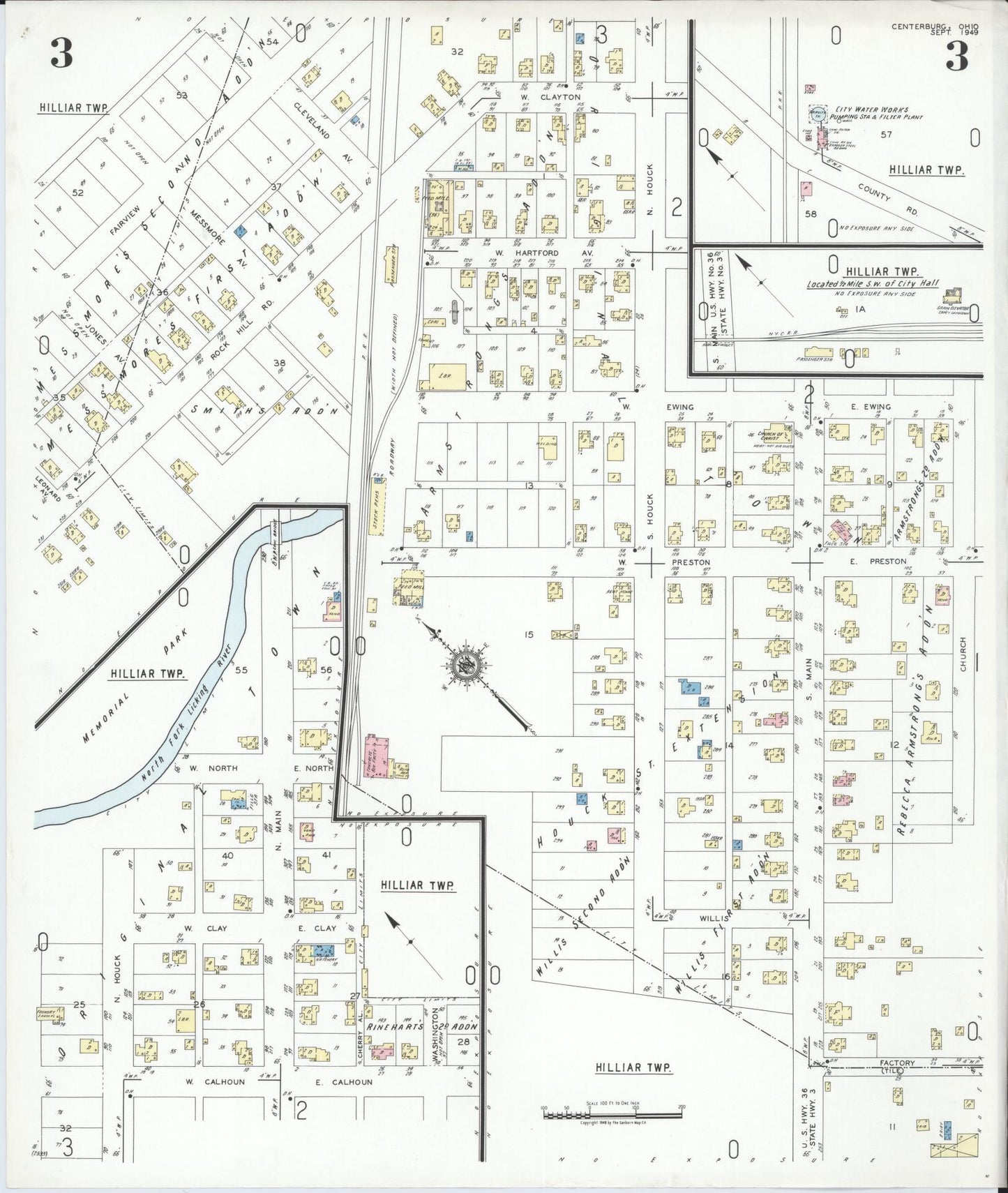 Sanborn Fire Insurance Map from Centerburg, Knox County, Ohio (1949), Sheet #0003 - Historic Sanborn Fire Insurance Map Print, vintage old map wall art, antique decor, genealogy gift, Ohio Ohio map