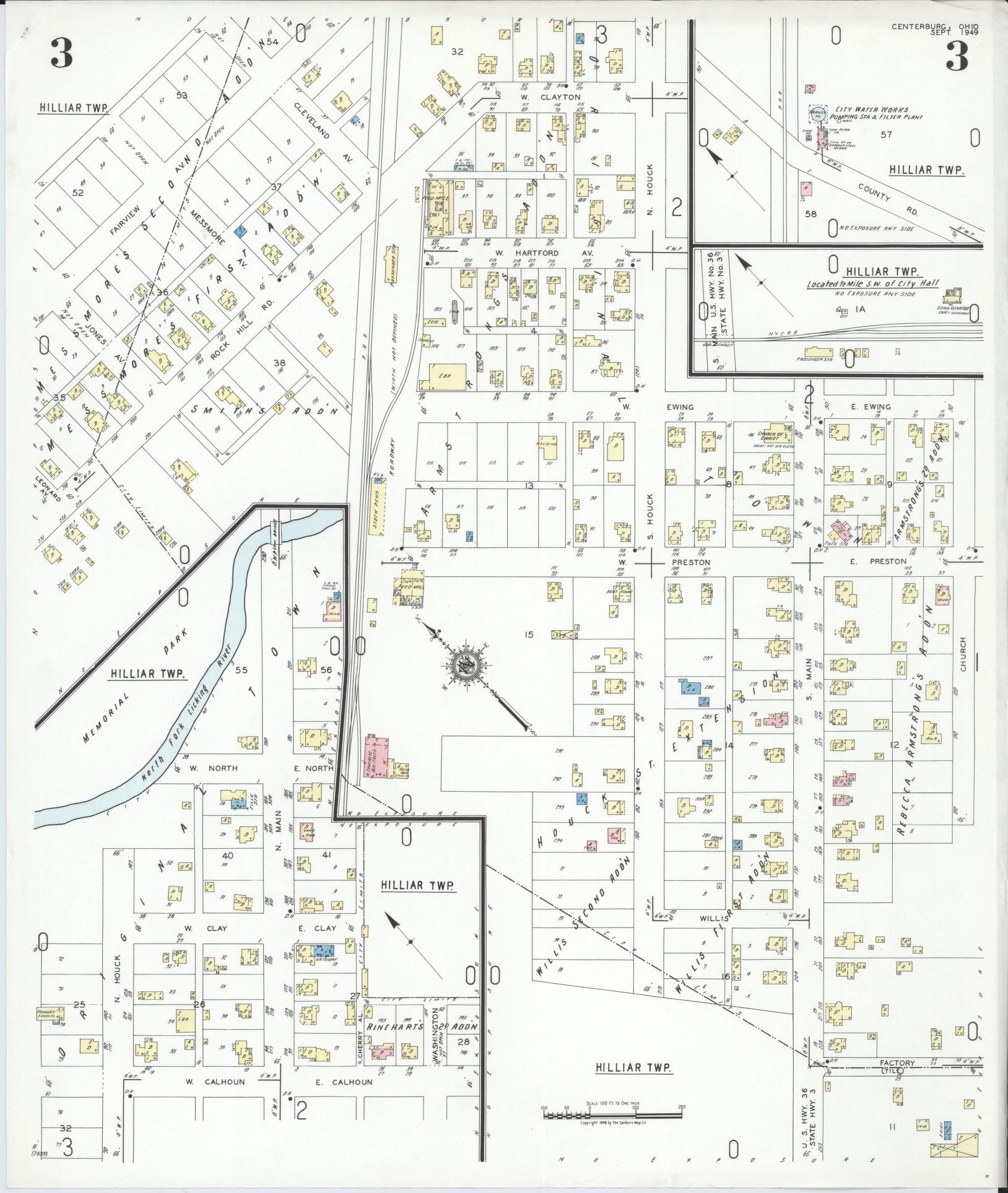 Sanborn Fire Insurance Map from Centerburg, Knox County, Ohio (1949), Sheet #0003 - Historic Sanborn Fire Insurance Map Print, vintage old map wall art, antique decor, genealogy gift, Ohio Ohio map