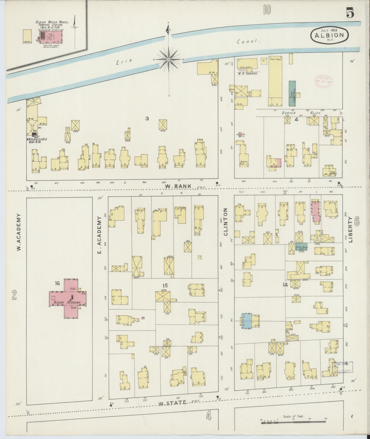 Sanborn Fire Insurance Map from Albion, Orleans County, New York (1894), Sheet #0005 - Complete Map Set gallery image, historic Sanborn map, vintage wall art, New York New York
