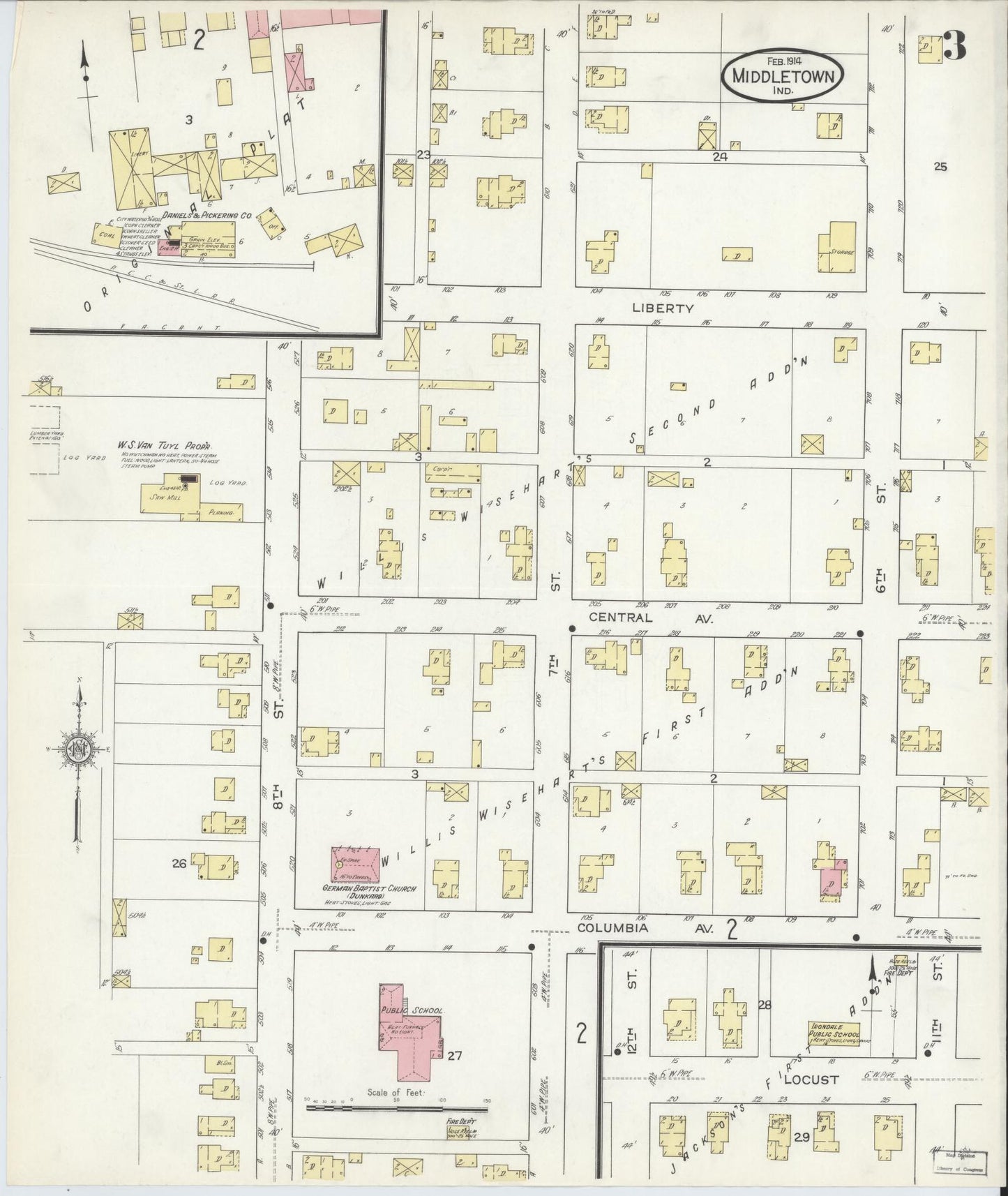 Sanborn Fire Insurance Map from Middletown, Henry County, Indiana (1914), Sheet #0003 - Complete Map Set gallery image, historic Sanborn map, vintage wall art, Indiana Indiana