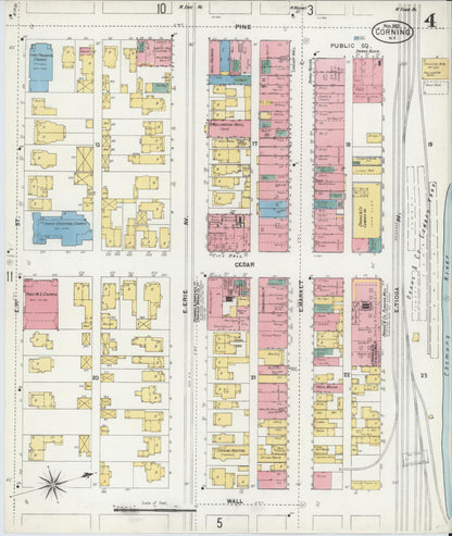 Sanborn Fire Insurance Map from Corning, Steuben County, New York (1903), Sheet #0004 - Complete Map Set gallery image, historic Sanborn map, vintage wall art, New York New York