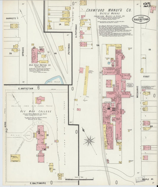 Sanborn Fire Insurance Map from Hagerstown, Washington County, Maryland (1897), Sheet #0025 - Historic Sanborn Fire Insurance Map Print, vintage old map wall art, antique decor, genealogy gift, Maryland Maryland map
