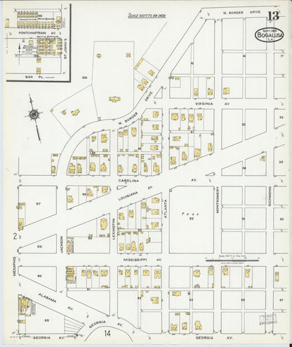 Sanborn Fire Insurance Map from Bogalusa, Washington Parish, Louisiana (1919), Sheet #0013 - Complete Map Set gallery image, historic Sanborn map, vintage wall art, Louisiana Louisiana