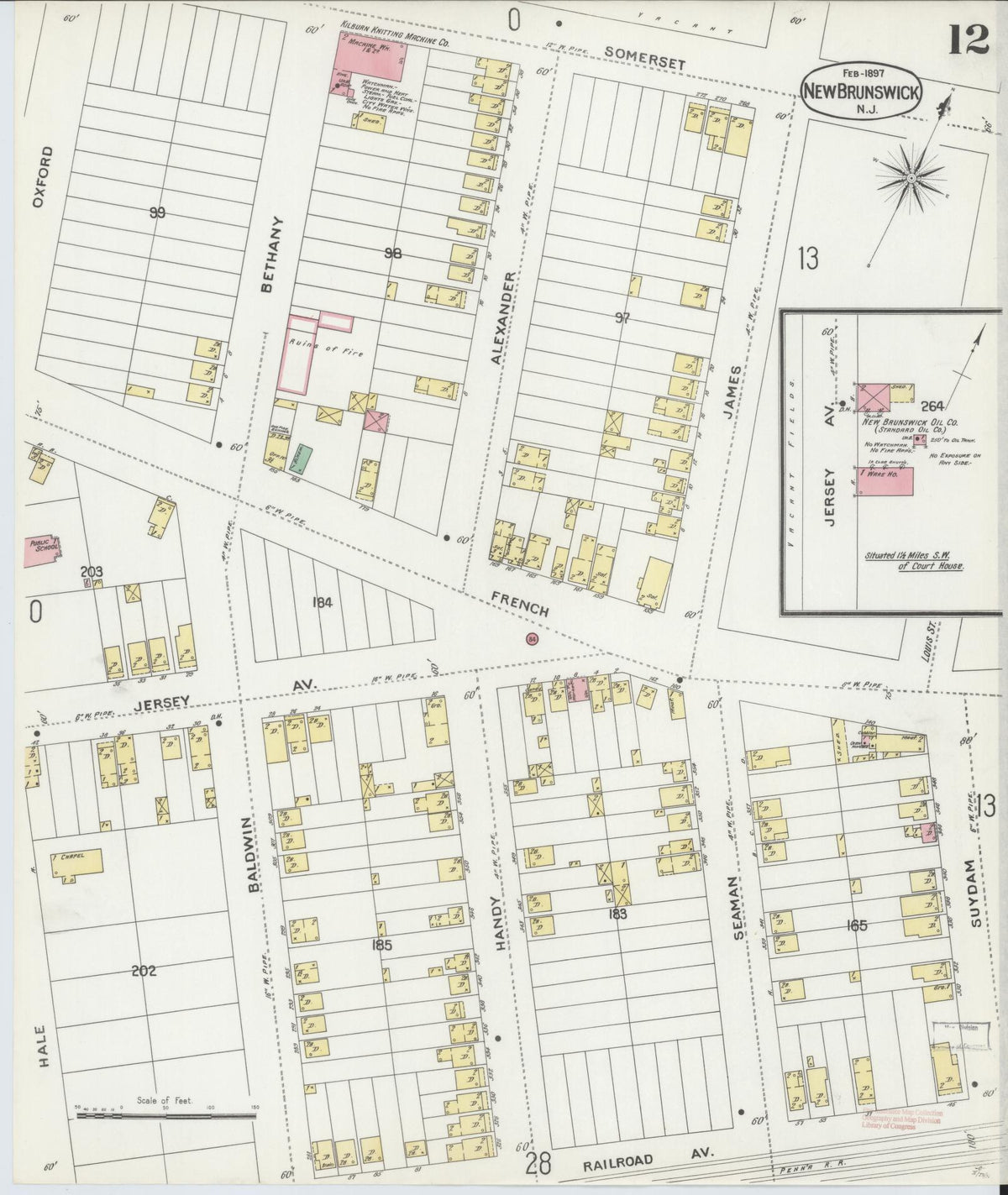 Sanborn Fire Insurance Map from New Brunswick, Middlesex County, New Jersey (1897), Sheet #0012 - Complete Map Set gallery image, historic Sanborn map, vintage wall art, New Jersey New Jersey