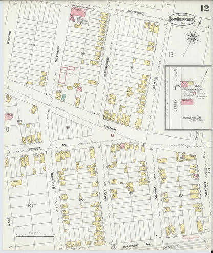 Sanborn Fire Insurance Map from New Brunswick, Middlesex County, New Jersey (1897), Sheet #0012 - Complete Map Set gallery image, historic Sanborn map, vintage wall art, New Jersey New Jersey