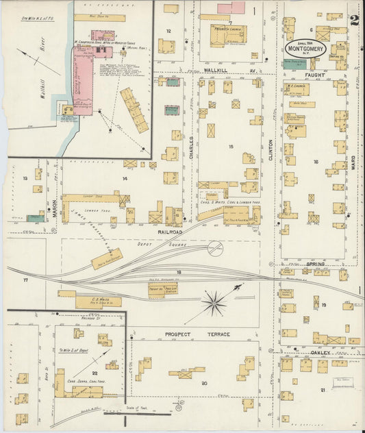 Sanborn Fire Insurance Map from Montgomery, Orange County, New York (1904), Sheet #0002 - Historic Sanborn Fire Insurance Map Print, vintage old map wall art, antique decor, genealogy gift, New York New York map