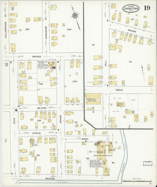 Sanborn Fire Insurance Map from Johnstown, Fulton County, New York (1912), Sheet #0019 - Historic Sanborn Fire Insurance Map Print, vintage old map wall art, antique decor, genealogy gift, New York New York map