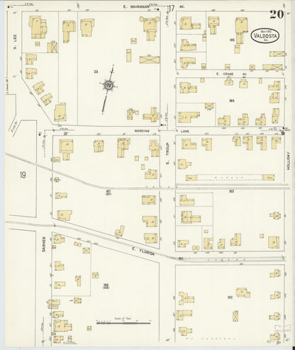 Sanborn Fire Insurance Map from Valdosta, Lowndes County, Georgia (1912), Sheet #0020 - Complete Map Set gallery image, historic Sanborn map, vintage wall art, Georgia Georgia