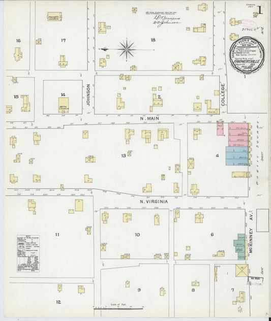Sanborn Fire Insurance Map from Farmersville, Collin County, Texas (1892), Sheet #0001 - Historic Sanborn Fire Insurance Map Print, vintage old map wall art, antique decor, genealogy gift, Texas Texas map