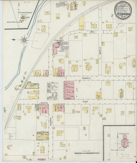Sanborn Fire Insurance Map from Petersburgh, Lincoln County, Tennessee (1895), Sheet #0001 - Historic Sanborn Fire Insurance Map Print, vintage old map wall art, antique decor, genealogy gift, Tennessee Tennessee map