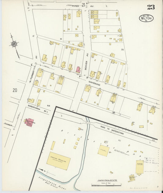 Sanborn Fire Insurance Map from Milton, Northumberland County, Pennsylvania (1913), Sheet #0023 - Historic Sanborn Fire Insurance Map Print, vintage old map wall art, antique decor, genealogy gift, Pennsylvania Pennsylvania map
