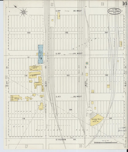 Sanborn Fire Insurance Map from Ashland, Ashland County, Wisconsin (1895), Sheet #0016 - Historic Sanborn Fire Insurance Map Print, vintage old map wall art, antique decor, genealogy gift, Wisconsin Wisconsin map
