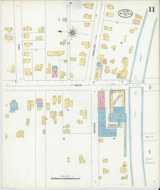 Sanborn Fire Insurance Map from Albion, Orleans County, New York (1905), Sheet #0011 - Historic Sanborn Fire Insurance Map Print, vintage old map wall art, antique decor, genealogy gift, New York New York map