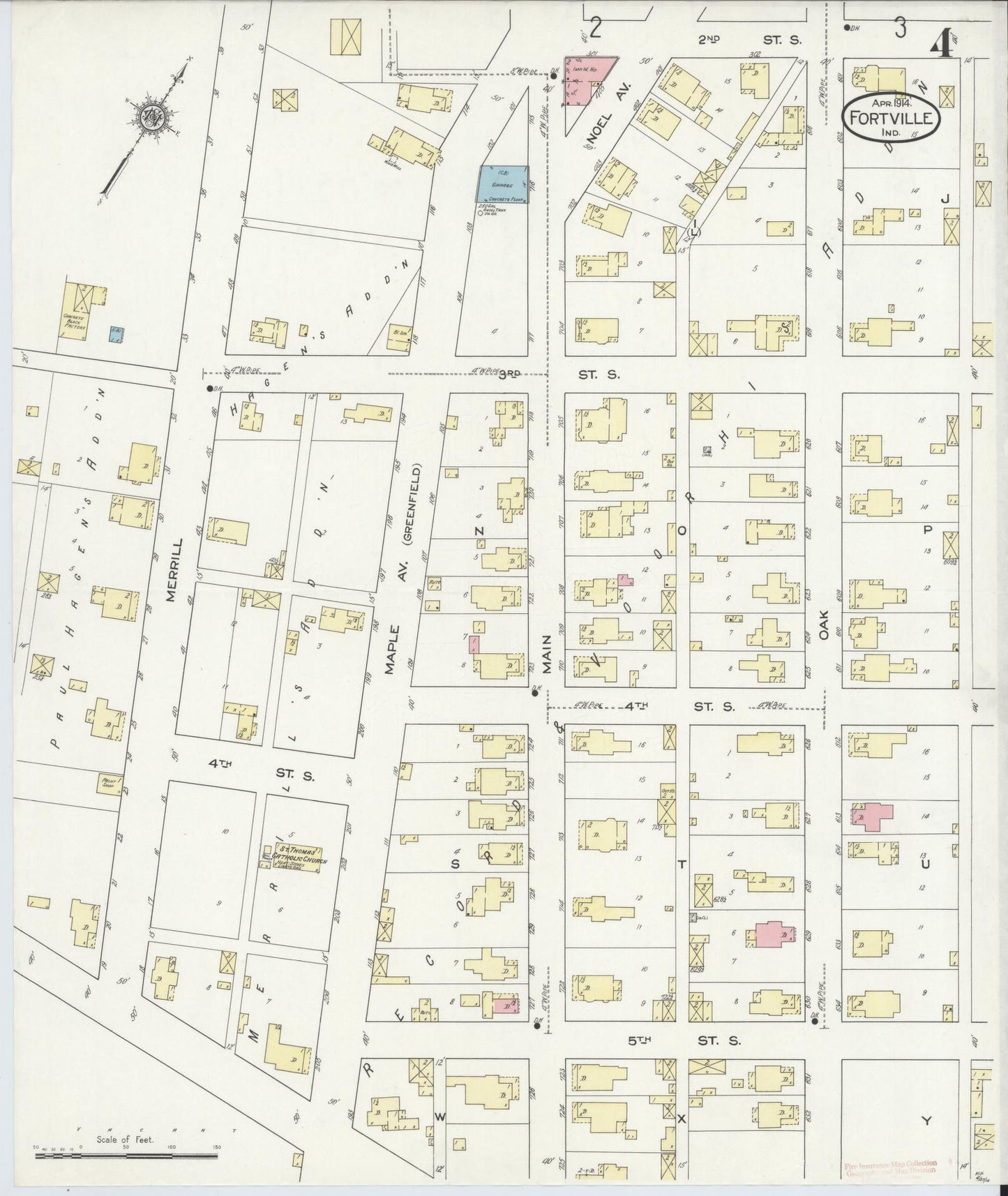 Sanborn Fire Insurance Map from Fortville, Hancock County, Indiana (1914), Sheet #0004 - Complete Map Set gallery image, historic Sanborn map, vintage wall art, Indiana Indiana