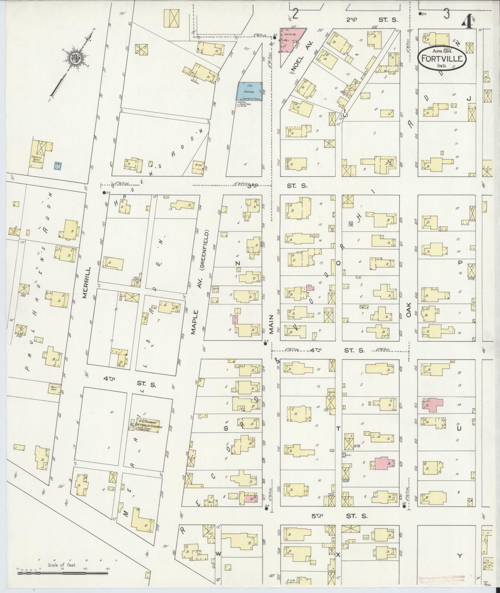 Sanborn Fire Insurance Map from Fortville, Hancock County, Indiana (1914), Sheet #0004 - Complete Map Set gallery image, historic Sanborn map, vintage wall art, Indiana Indiana