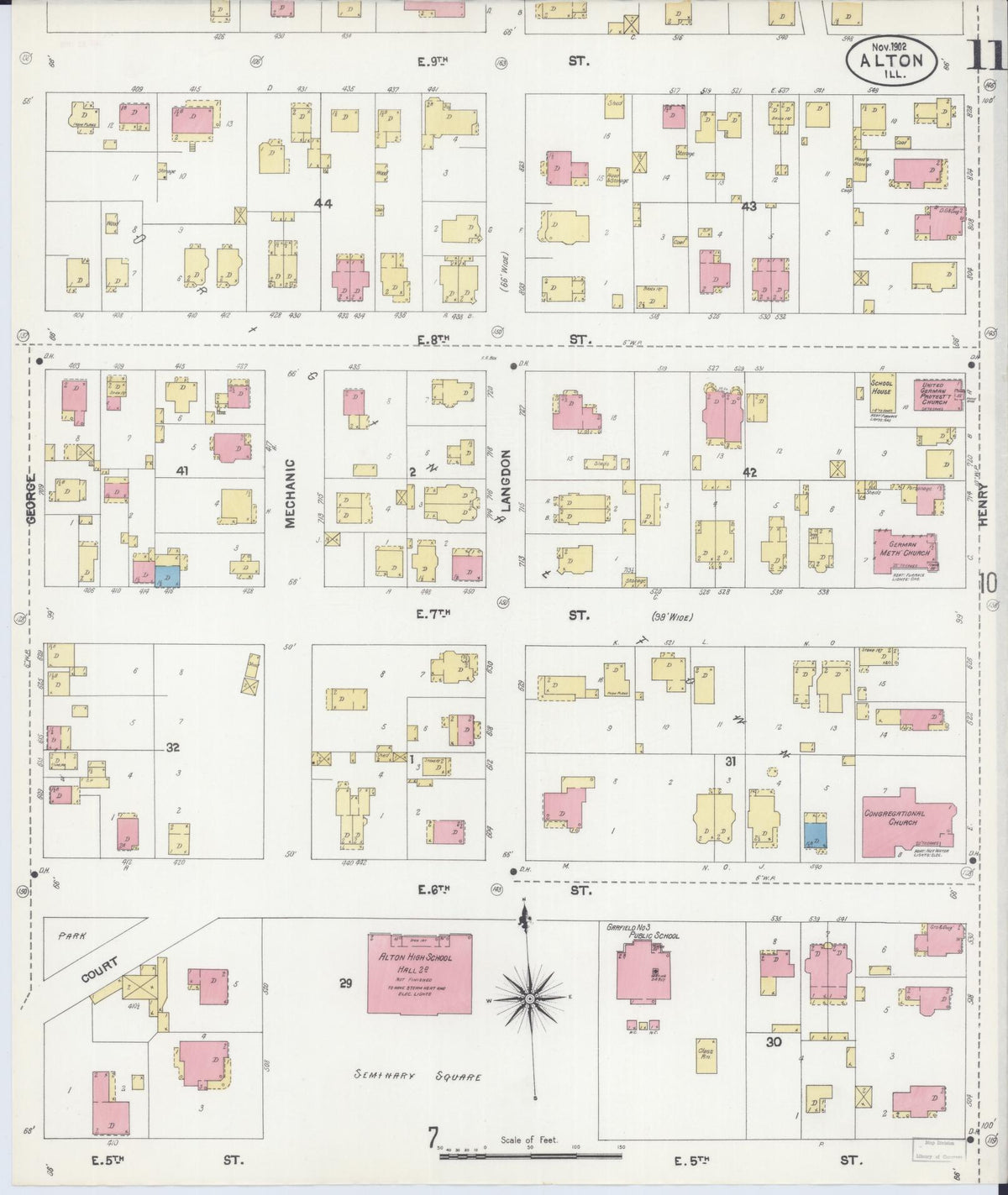 Sanborn Fire Insurance Map from Alton, Madison County, Illinois (1902), Sheet #0011 - Historic Sanborn Fire Insurance Map Print, vintage old map wall art, antique decor, genealogy gift, Illinois Illinois map